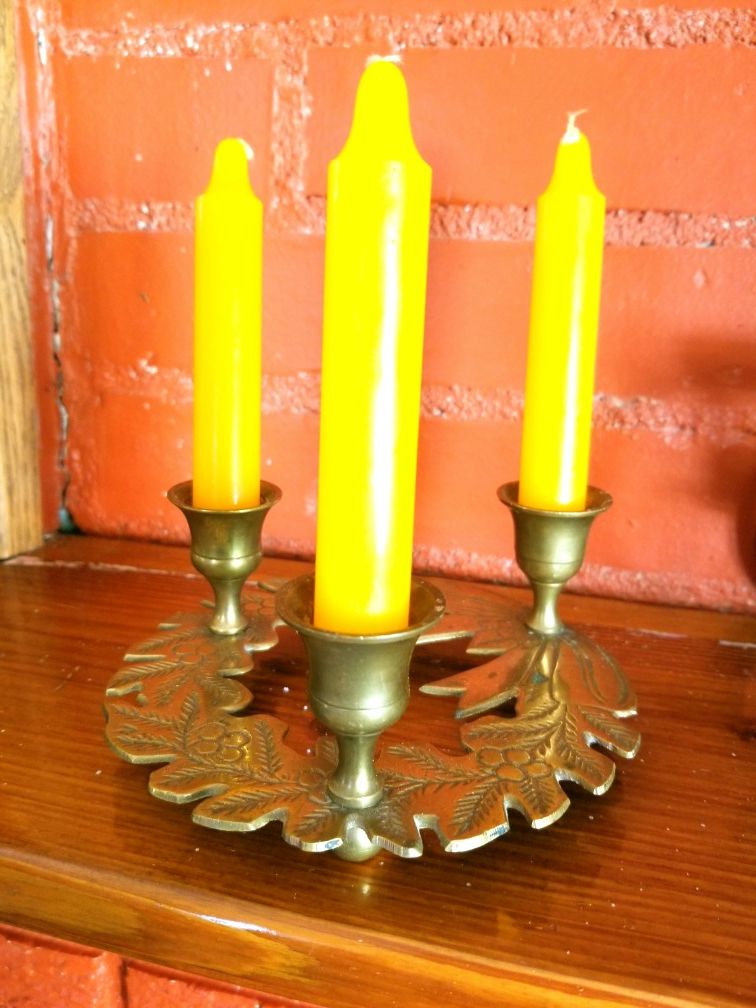 5" Brass Candle Holder Round Platform
