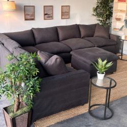 7-Piece Black Cloud Couch Modular Sectional-Free Delivery