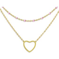 Dainty Gold Heart Pendant Necklace 14K Gold Heart Layered Choker Necklace For Wo