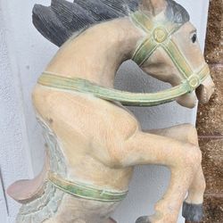 Hand Carved, Wooden Carousel -
Style Horse Sculpture. 27"H. PLEASE READ DESCRIPTION 