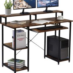 Computer Desk with storage shelves 
