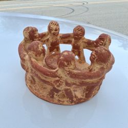 VTG Circle of Friends Large Seven Aztec Mayan Folk Art Pottery Candle Holder...asking $25.00