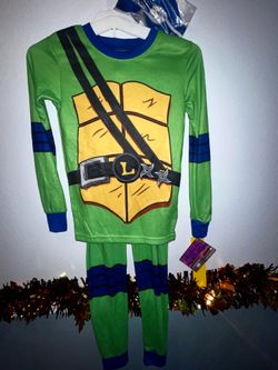 New  Boys Teenage Mutant Ninja Turtles Pajamas Set & Mask Size 12
