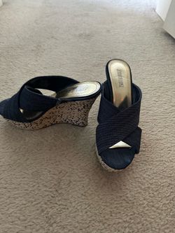 6 1/2 Jennifer Lopez, blue, jean wedge shoes