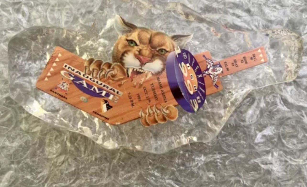 Florida Panthers 1993 Inaugural Game  Ticket Acrylic Ice