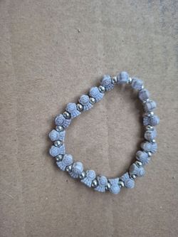 Gray Carved Monkey Bead Bracelet — $9
