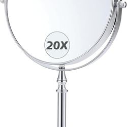 MIYADIVA Magnifying Mirror 20x, Double Sided 1X & 20X Magnifying Mirror on Stand, Large Tabletop Magnified Vanity Mirror, Magnified Mirror with 360°Ro
