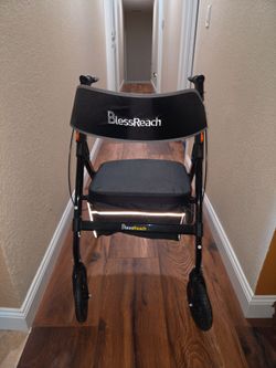 BlessReach Foldable Heavy-Duty Rollator Walkers with Seat for Seniors,Black