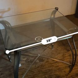 Heavy Glass top Side Table - Metal  Base 