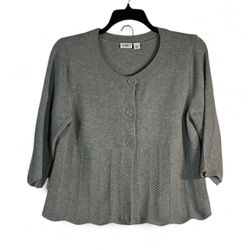 Cato Button-Up Cardigan Size XL Gray Chevron Knit Sweater 