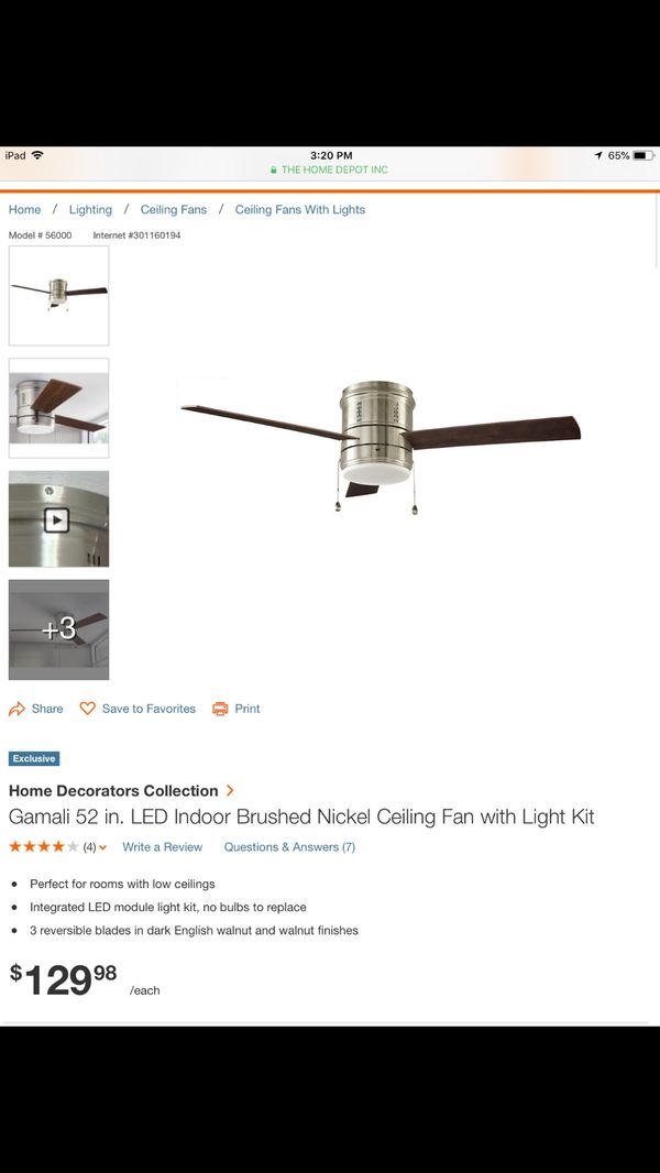Home Decorators Collection Gamali 52 In Led Indoor Brushed Nickel 99