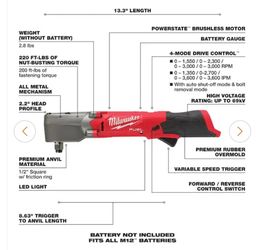 Milwaukee

M12 FUEL 12V Lithium-Ion Brushless Cordless 1/2 in. Right Angle Impact Wrench (Tool-Only)

