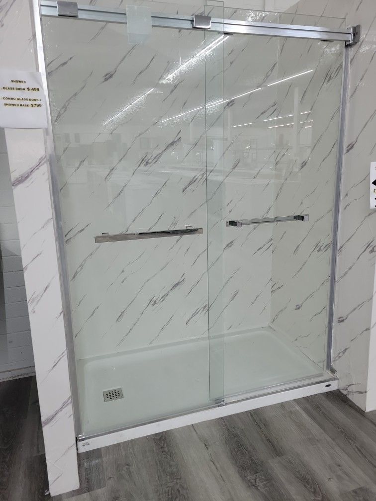 Shower Base Set And Glass Doors 