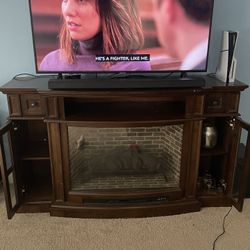 Allen + Roth 68 Inch Mahogany Electric Fireplace