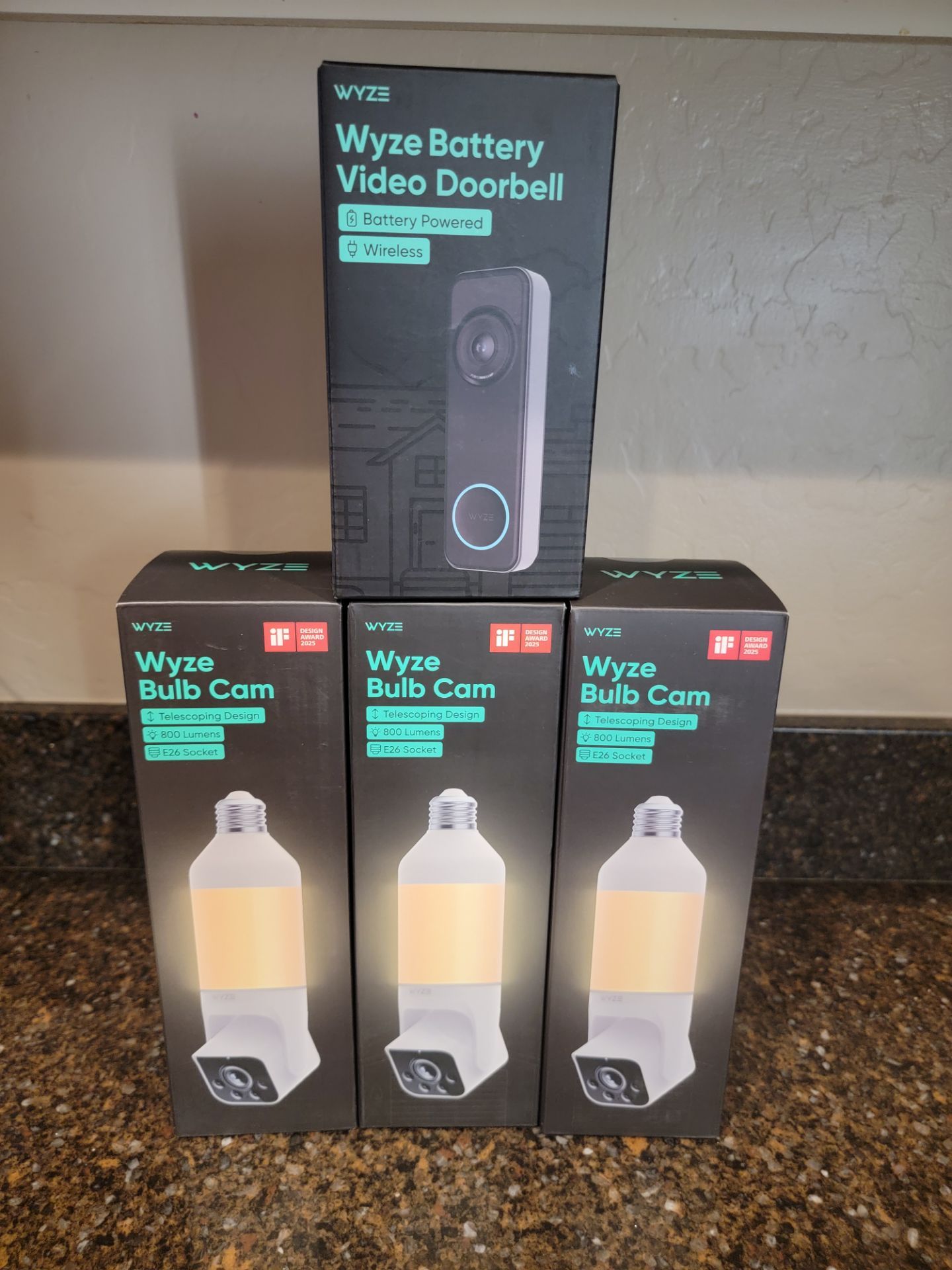 Wyze security doorbell camera and bulb cameras