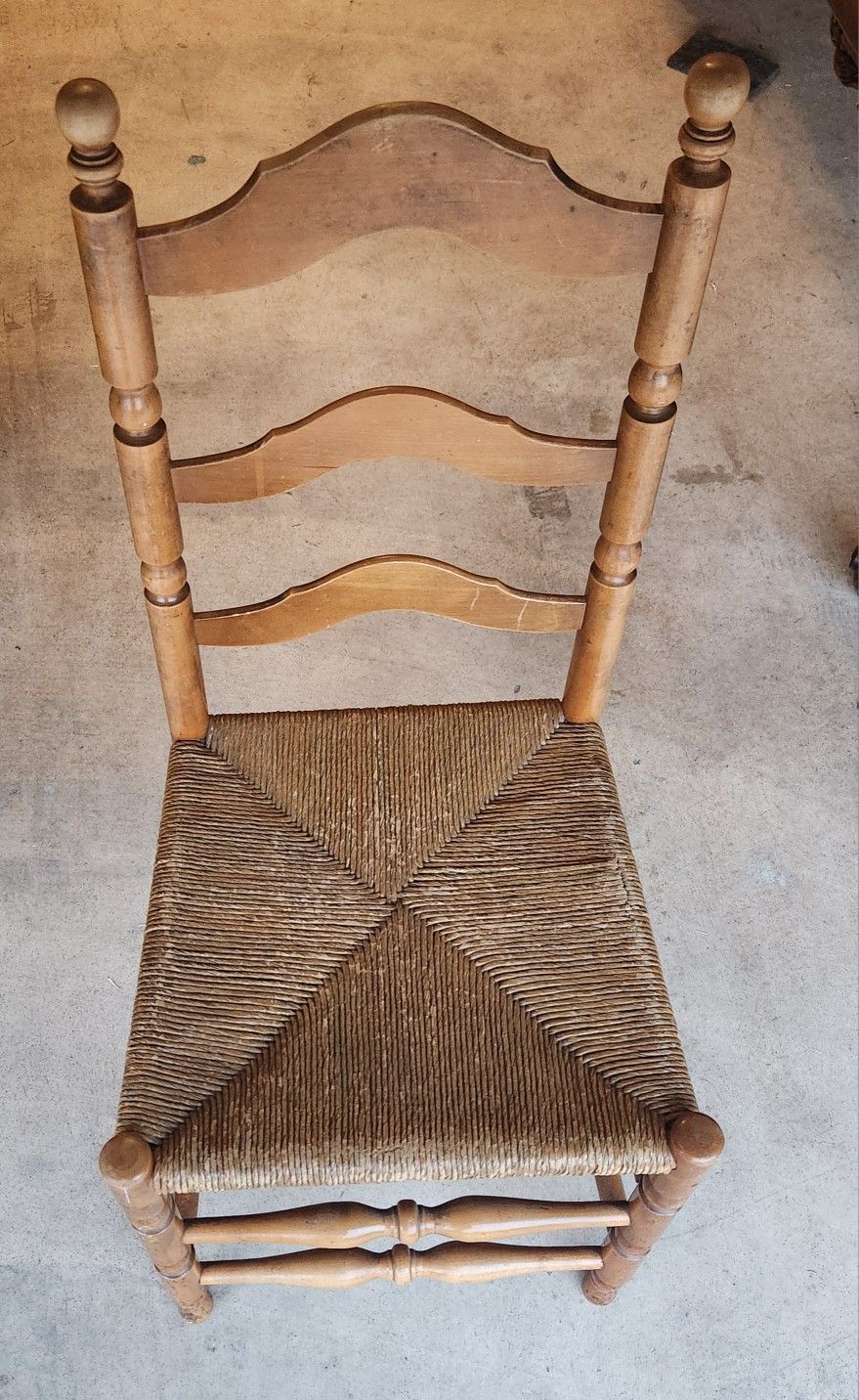 Vintage Ladder-Back Chair , Rush Seat