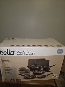 Bella 21-Piece Ceramic Nonstick Cookware Set – Brand New in Box