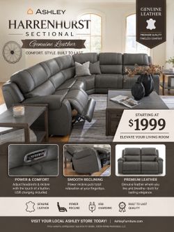 🛋️ Ashley Harrenhurst Genuine Leather Power Reclining Sectional ✨ Starting at just $1,999