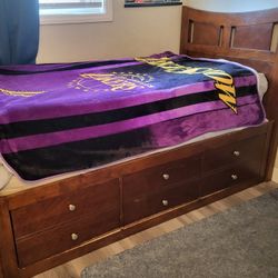 Wood Twin Bed, Desk,Tall Dresser ,Nightstand All For Sale  