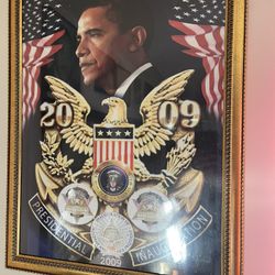 Framed Barack Obama 2009 Presidential Inauguration Commemorative Wall Art