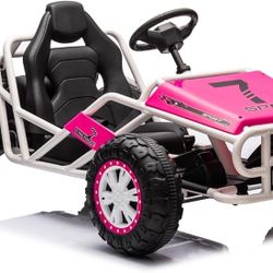 24V Ultimate Go-Kart, Ride On Toy for Big Kids Ages 6+, 2x200W Powerful Motor, 6MPH Outdoor/Off Road/Dirt Road Electric Car, Wide Seat, Metal Fra