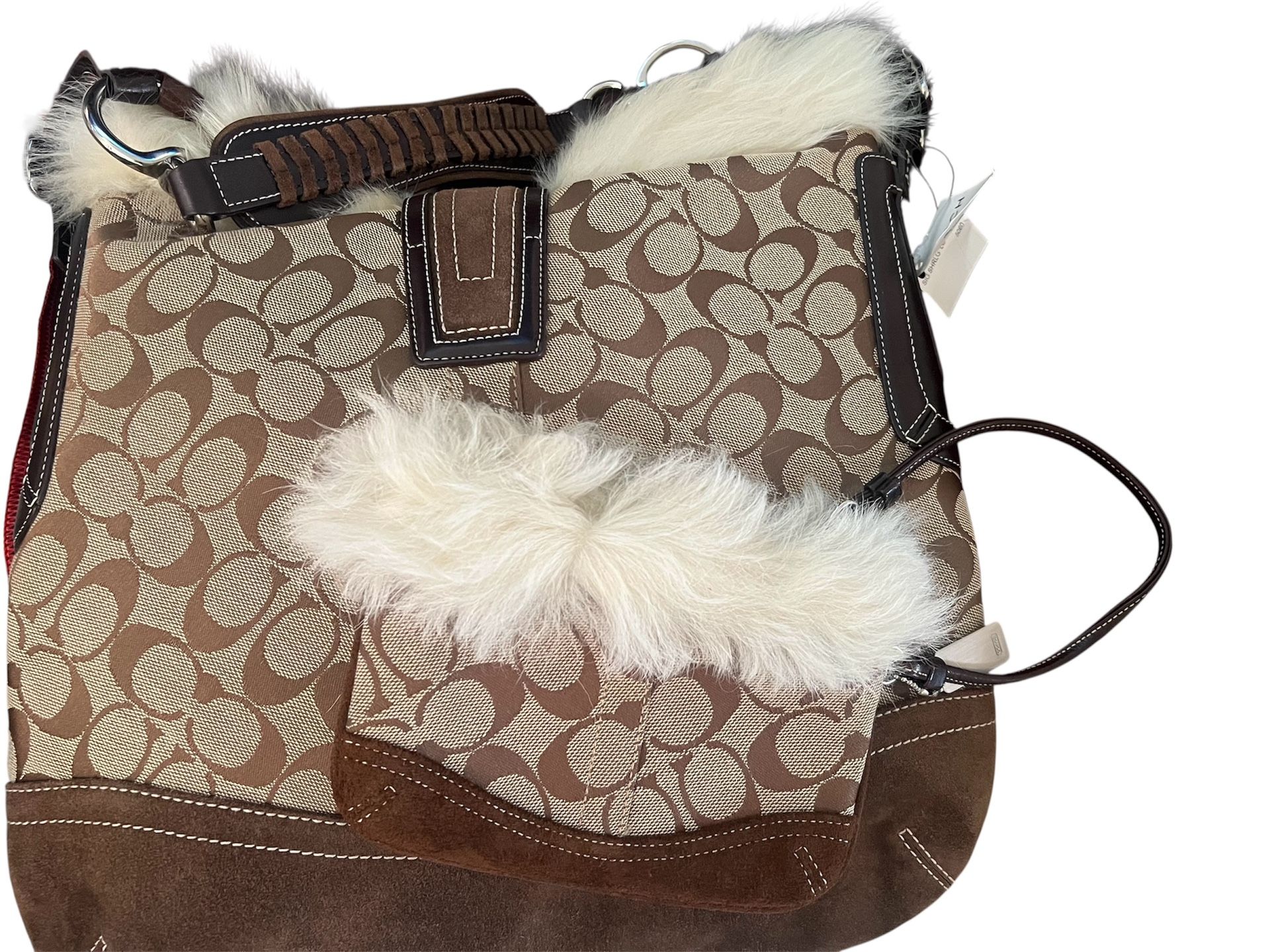 Coach Tan and Brown Shoulder Bag with Cream Accents Set of 2 luxury coach nwt