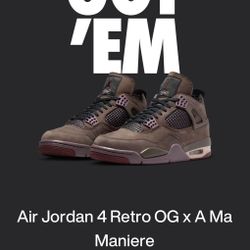 Air Jordan 4 Retro SP A Ma Maniére Dark Mocha Men’s Size 12 (SKU: IF3102-100)