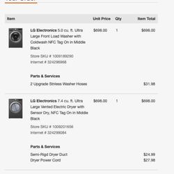 LG Washer and Dryer includes Pedestals