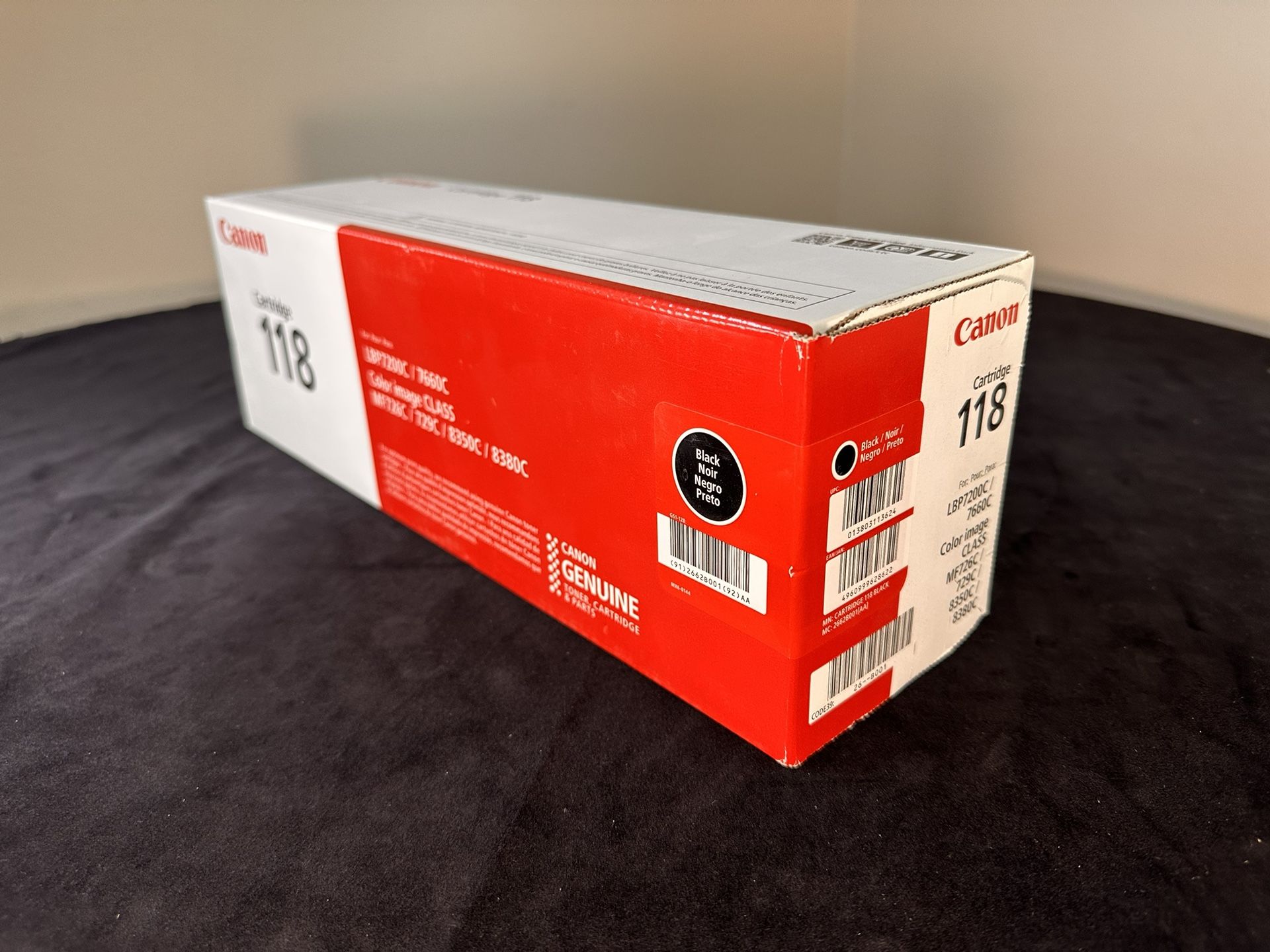 Canon Genuine Laser Printer Toner Cartridge 118 Black NEW SEALED New sealed condition - perfect new condition, never opened, never used. Quantities: