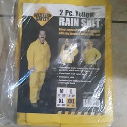 Brand new 2 pieces rain suit( You need larger size to fit over clothes)
