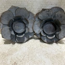 A Set Of Metal Lotus Flower Tealight Candle Holder 