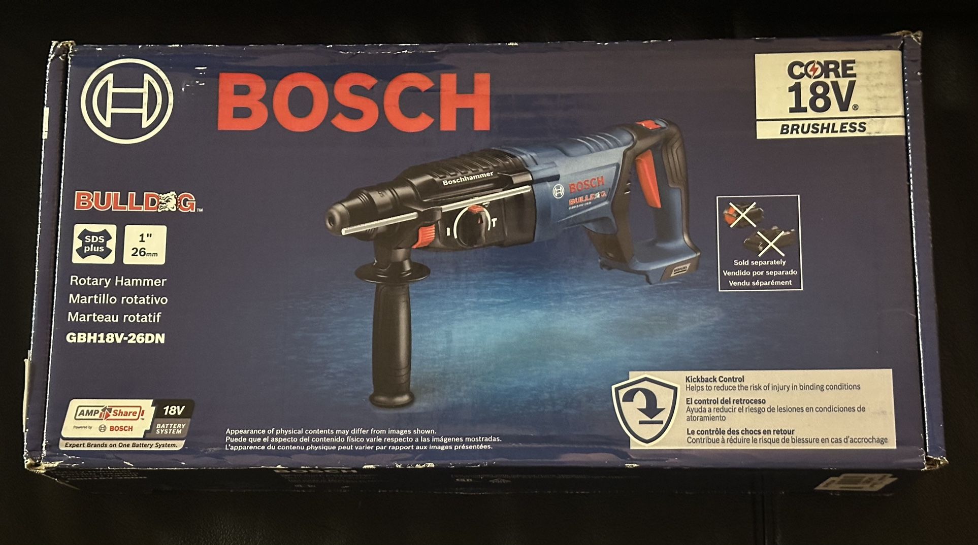 NEW Bosch GBH18V-26DN 18V Bulldog 1" SDS-plus Rotary Hammer Tool-only Rotohammer