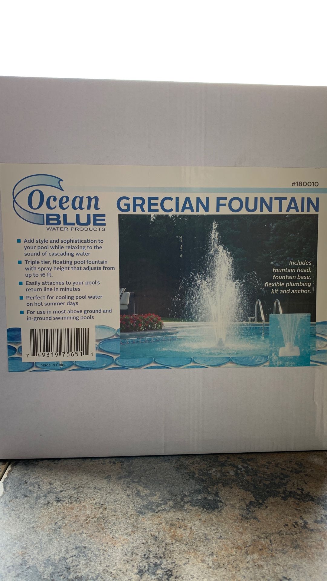 Ocean BLUE - Grecian Pool Fountain- Swimming Pool