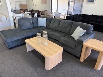 Dark Gray Fabric Sectional Sofa with Chaise