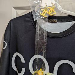 NEW 3 PIECE OUTFIT, SIXE XL TOP/ TUNIC , EARRINGS & NECKLACE 