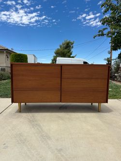 Mid- Century Sleek Walnut Wood Dresser