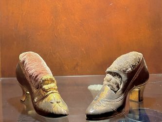 Antique Brass Shoe Shaped Pincushions 