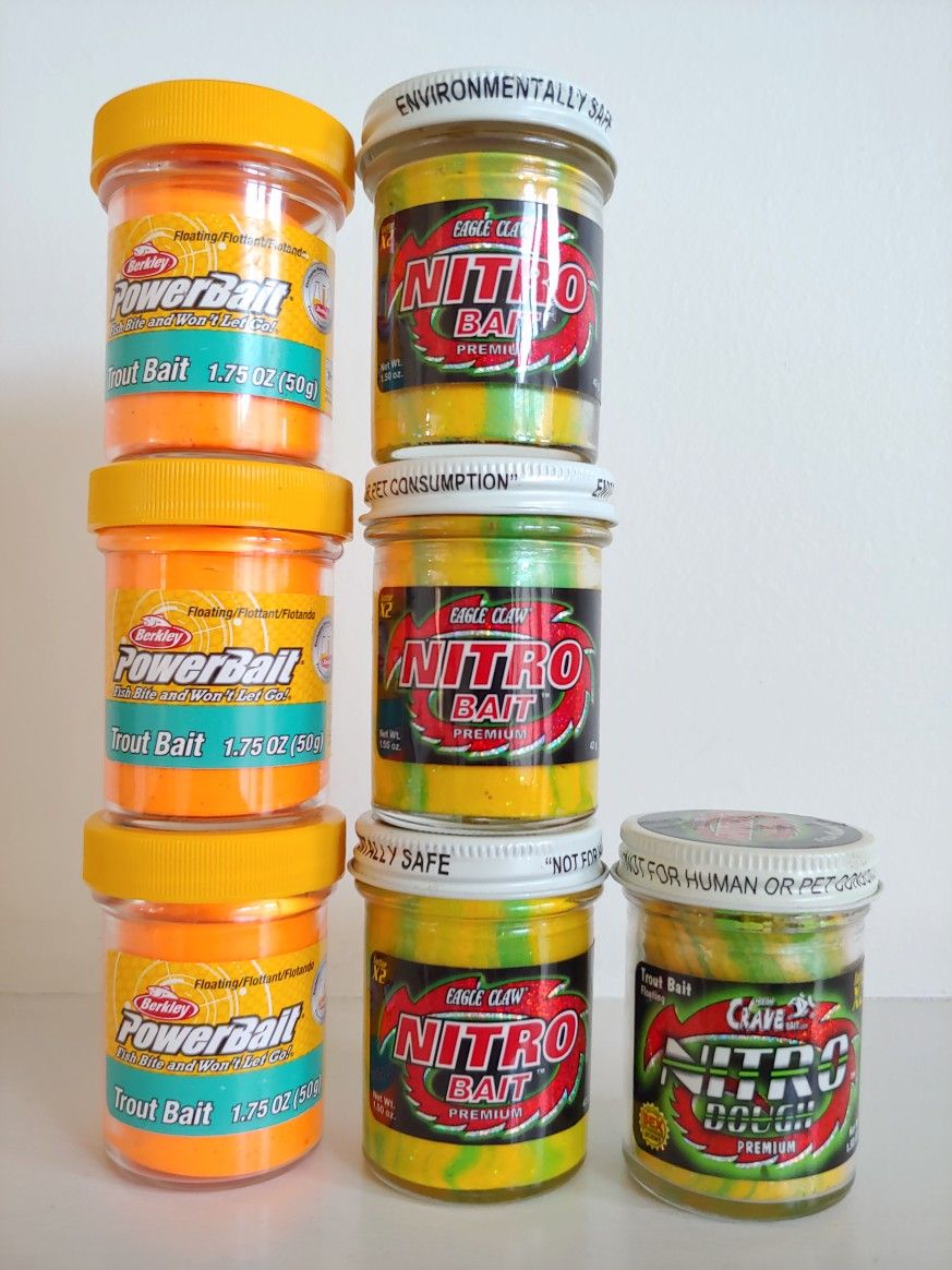 7 Jars - Berkley - Eagle Claw - Trout Bait - Fishing Baits - Fishing Lures