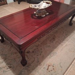 Beautiful Vintage Carved Rosewood Coffee Table 