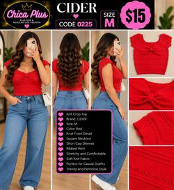 CIDER Red Knit Crop Top Size M