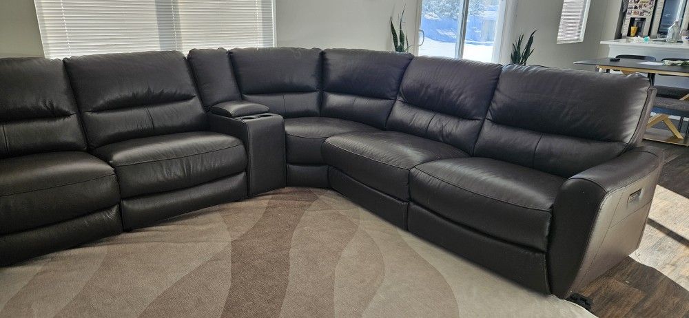 Macys Signature Leather Power Reclining Sectional Sofa