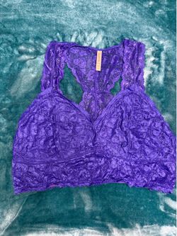 Zenana Outfitters Bralette Bra Blue Lace Floral 2X Plus Racerback Wireless