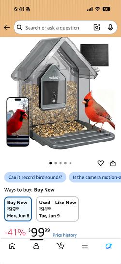 Smart Bird Feeder with Camera Solar Powered