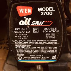 Hand Tool Portable Wen All Saw Model 3700 Double Insulated Double Isolation 