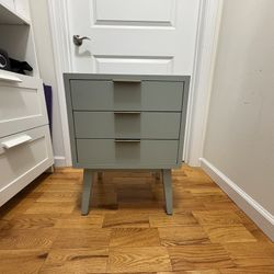Teal And Brass 3 Drawer Nightstand 