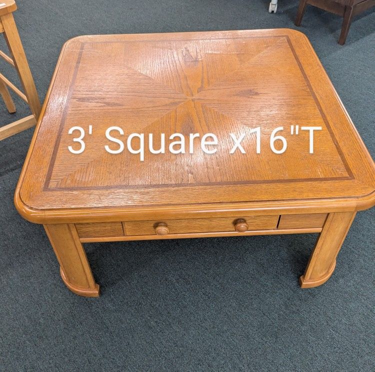Oak Coffee Table With Drawer