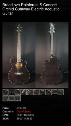 Breedlove Rainforest S Concert Orchid Cutaway Electric Acoustic Guitar