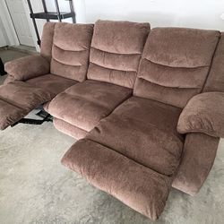 Brown Couch With Recliners