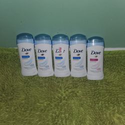 5 Dove Deodorants 2.6oz Solid(4 Original Clean/ 1 Powder)