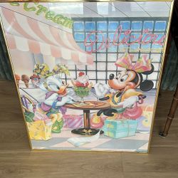 DISNEY MINNIE MOUSE DAISY DUCK AUTHENTIC POSTER ICE CREAM PALOR